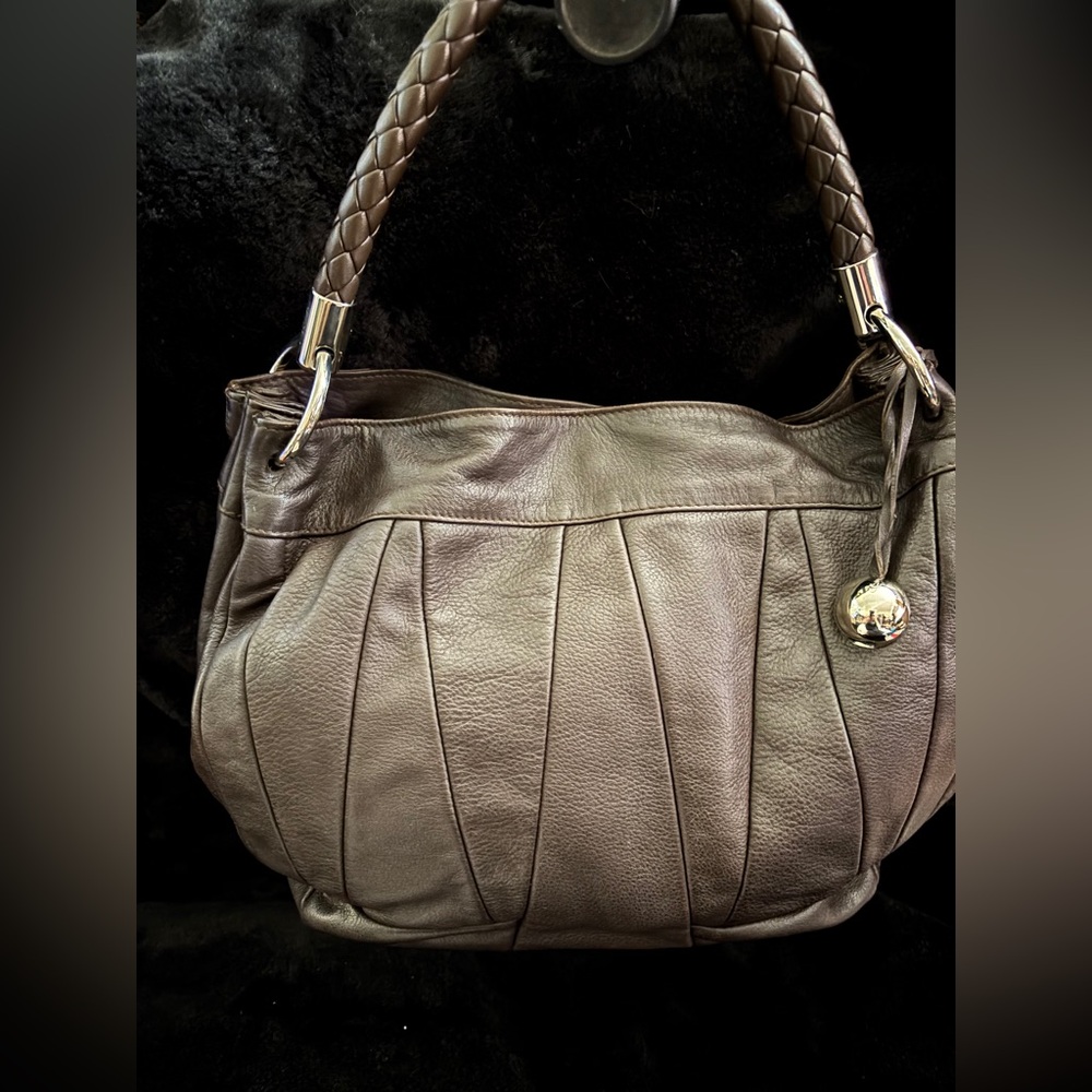 Furla Pleated Black Leather Hobo Bag (Retired Y2K)